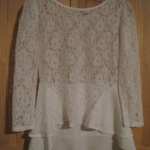 4/$30 White Lace Blouse w/layered bottom, dressy